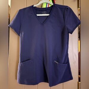 JAANUU Navy Blue Scrub Top